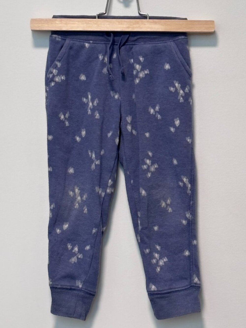 2T Toddler Girl Heart Print Pull-On Fleece Joggers - Blue